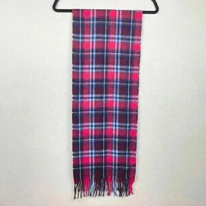 VTG Angora Lambsool Plaid Fringe Rectangle Scarf